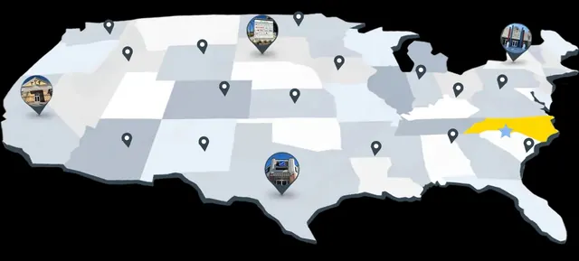 United States map showing Charlotte Sign Studio local expertise and national reach