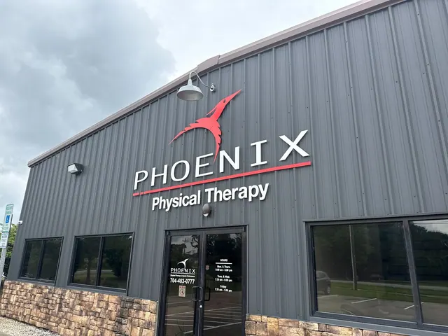Phoenix Physical Therapy lettering mounted on the exterior of a healthcare building.